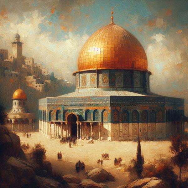 Digital Painting of Dome of the Rock Celebrating the Islamic Golden Age"
