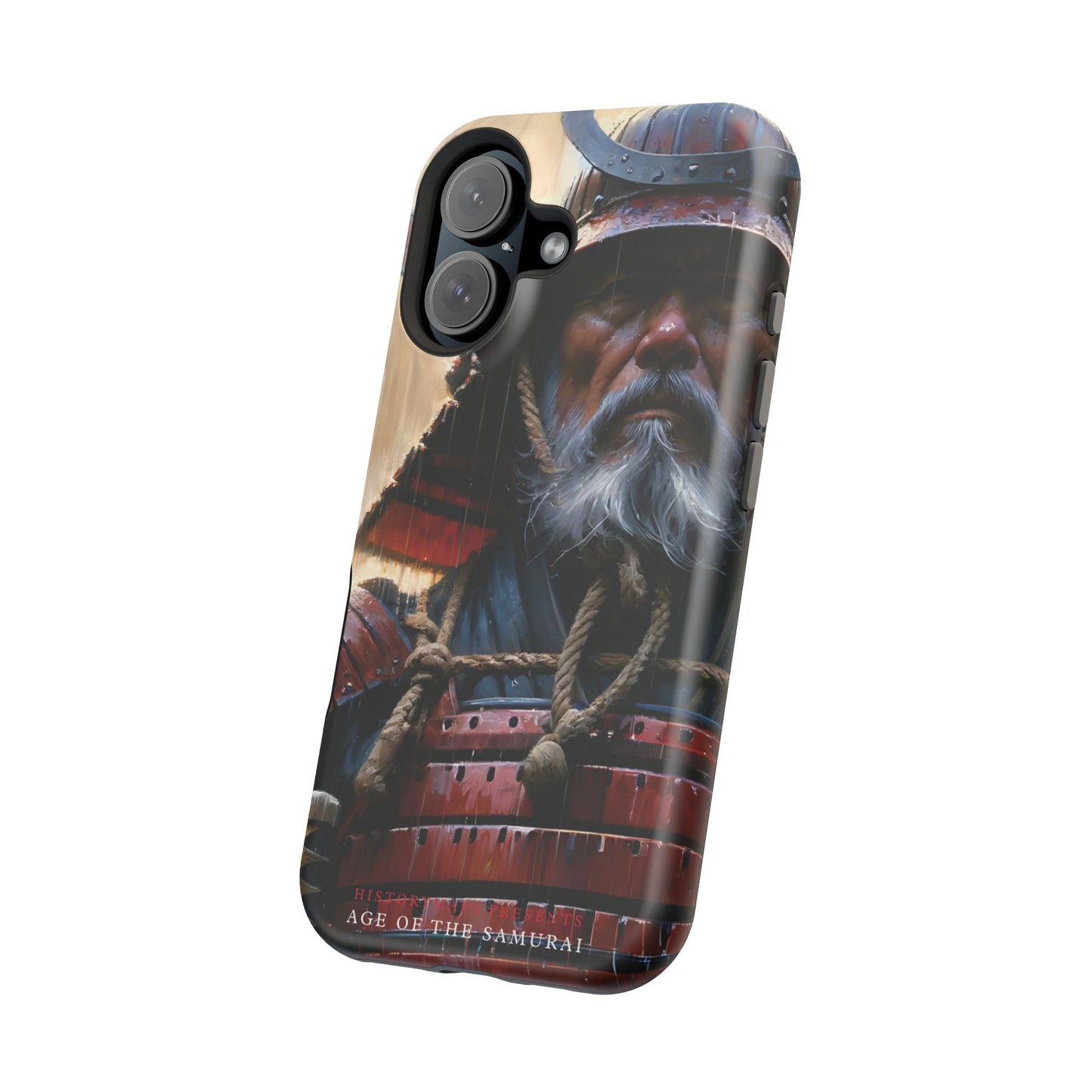 Old Samurai Warrior in Red Armor in the Rain MagSafe Tough Mobile Phone Cases