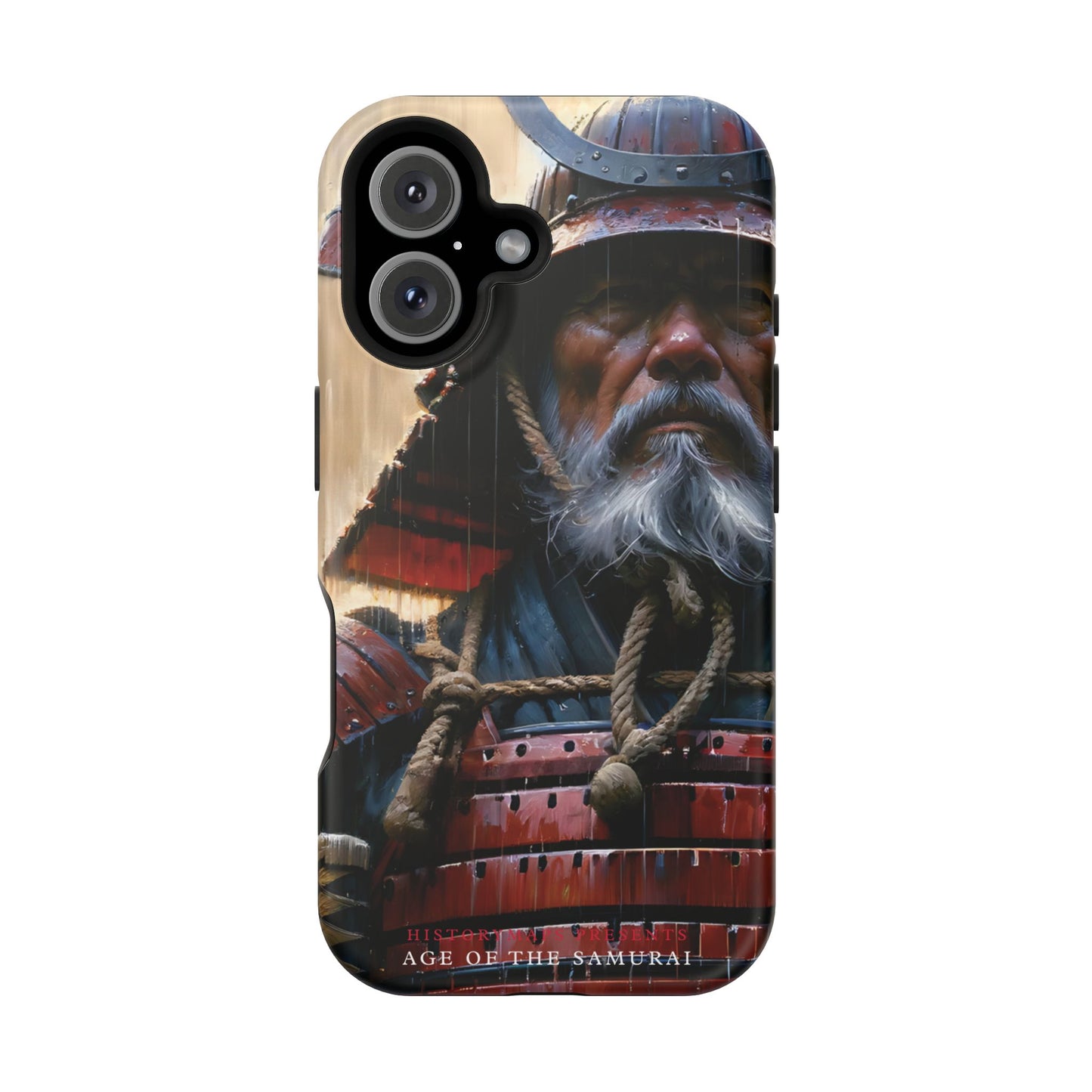 Old Samurai Warrior in Red Armor in the Rain MagSafe Tough Mobile Phone Cases