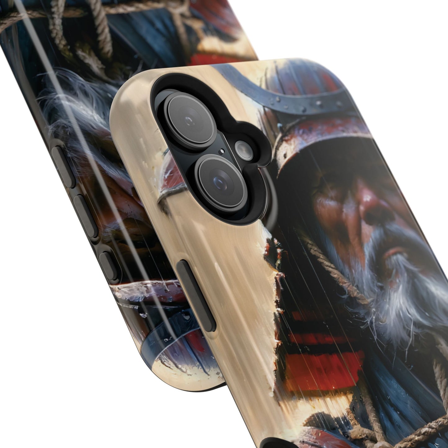 Old Samurai Warrior in Red Armor in the Rain MagSafe Tough Mobile Phone Cases