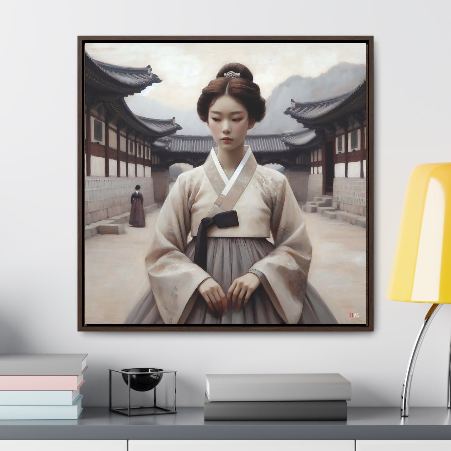 Joseon Girl in Hanbok Canvas Wraps, Square Frame