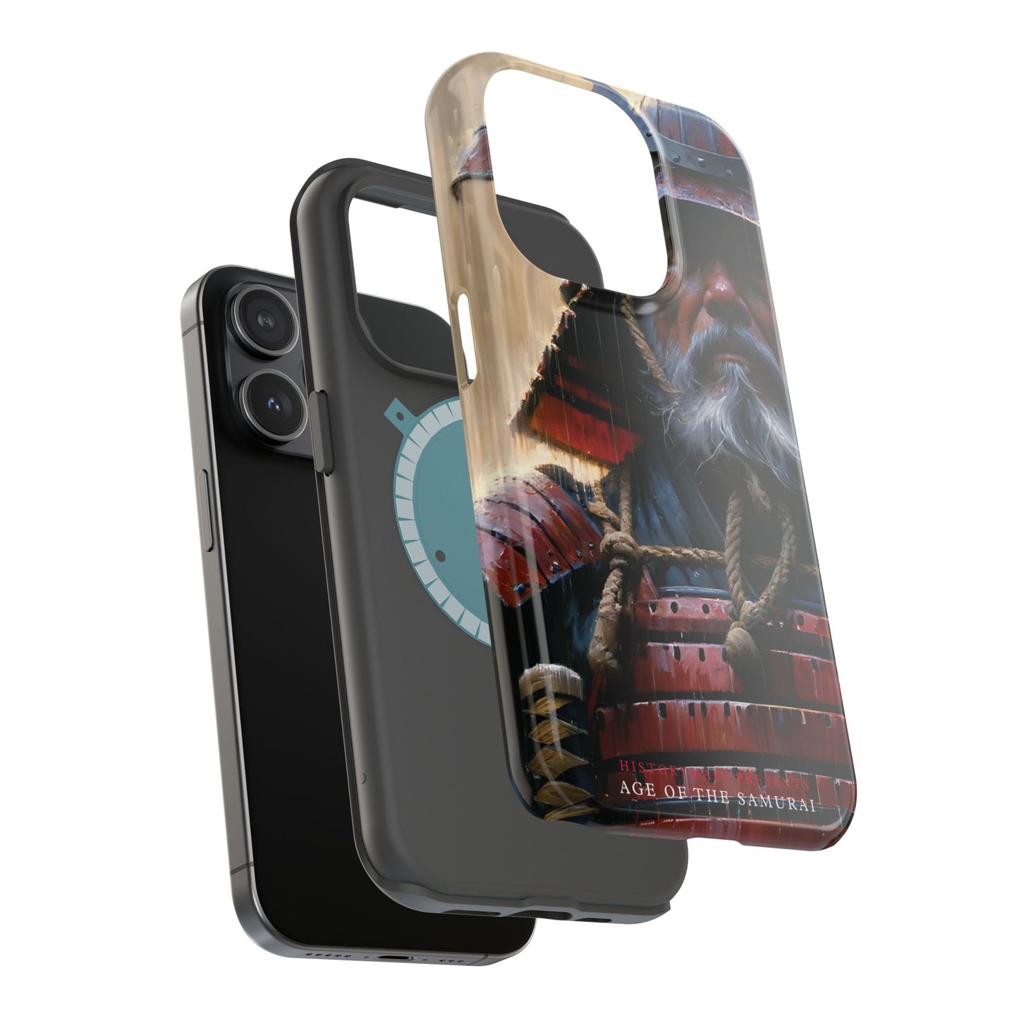 Old Samurai Warrior in Red Armor in the Rain MagSafe Tough Mobile Phone Cases