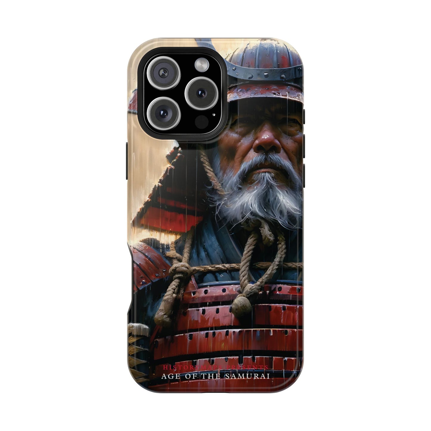 Old Samurai Warrior in Red Armor in the Rain MagSafe Tough Mobile Phone Cases