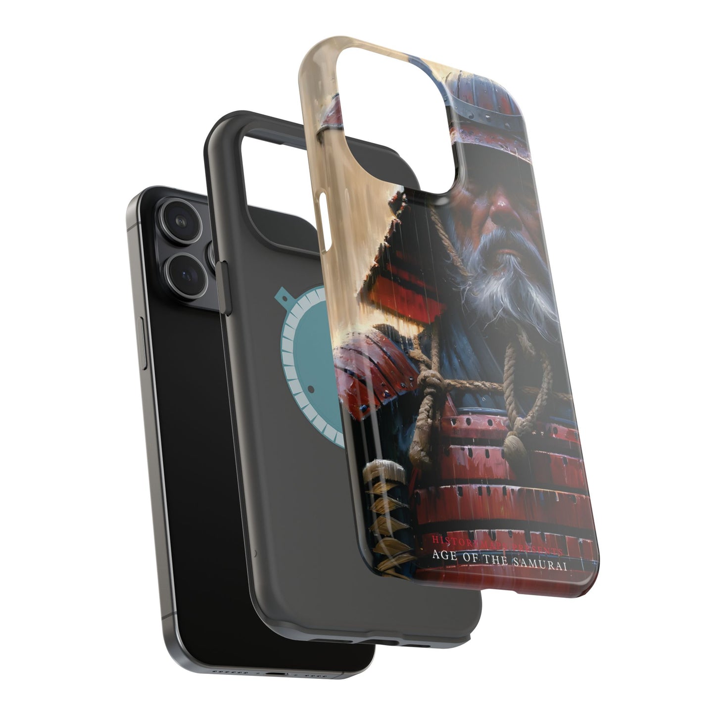 Old Samurai Warrior in Red Armor in the Rain MagSafe Tough Mobile Phone Cases