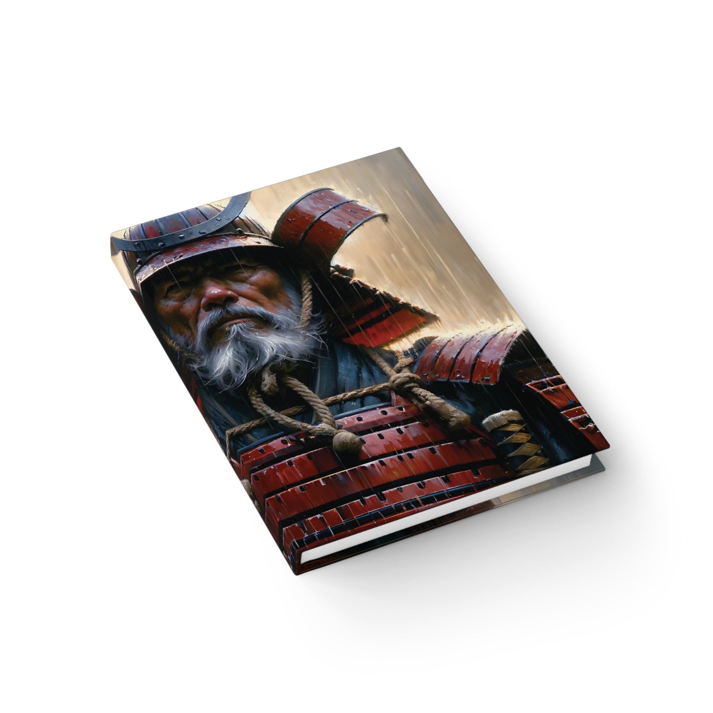 Old Samurai Warrior in Red Armor in the Rain 2024 Writing Journal - Blank