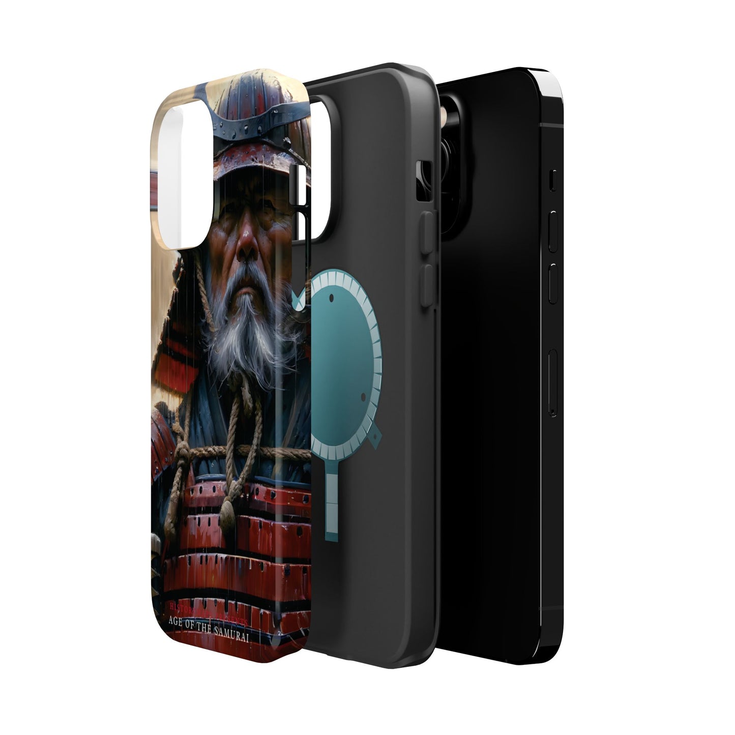 Old Samurai Warrior in Red Armor in the Rain MagSafe Tough Mobile Phone Cases