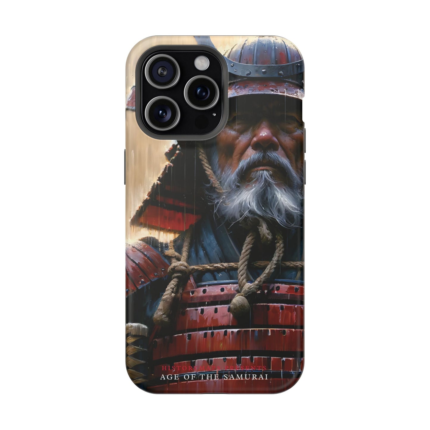 Old Samurai Warrior in Red Armor in the Rain MagSafe Tough Mobile Phone Cases