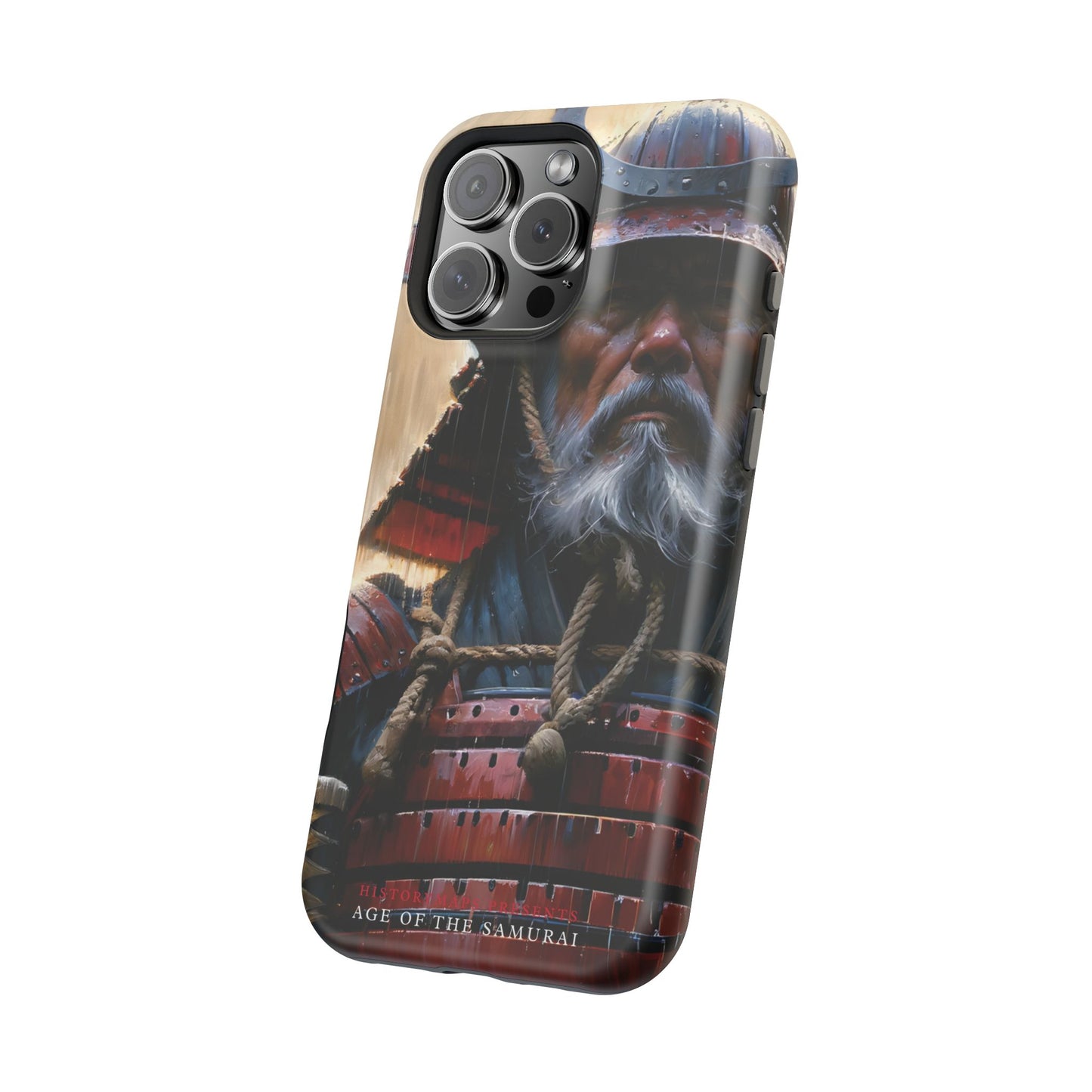 Old Samurai Warrior in Red Armor in the Rain MagSafe Tough Mobile Phone Cases