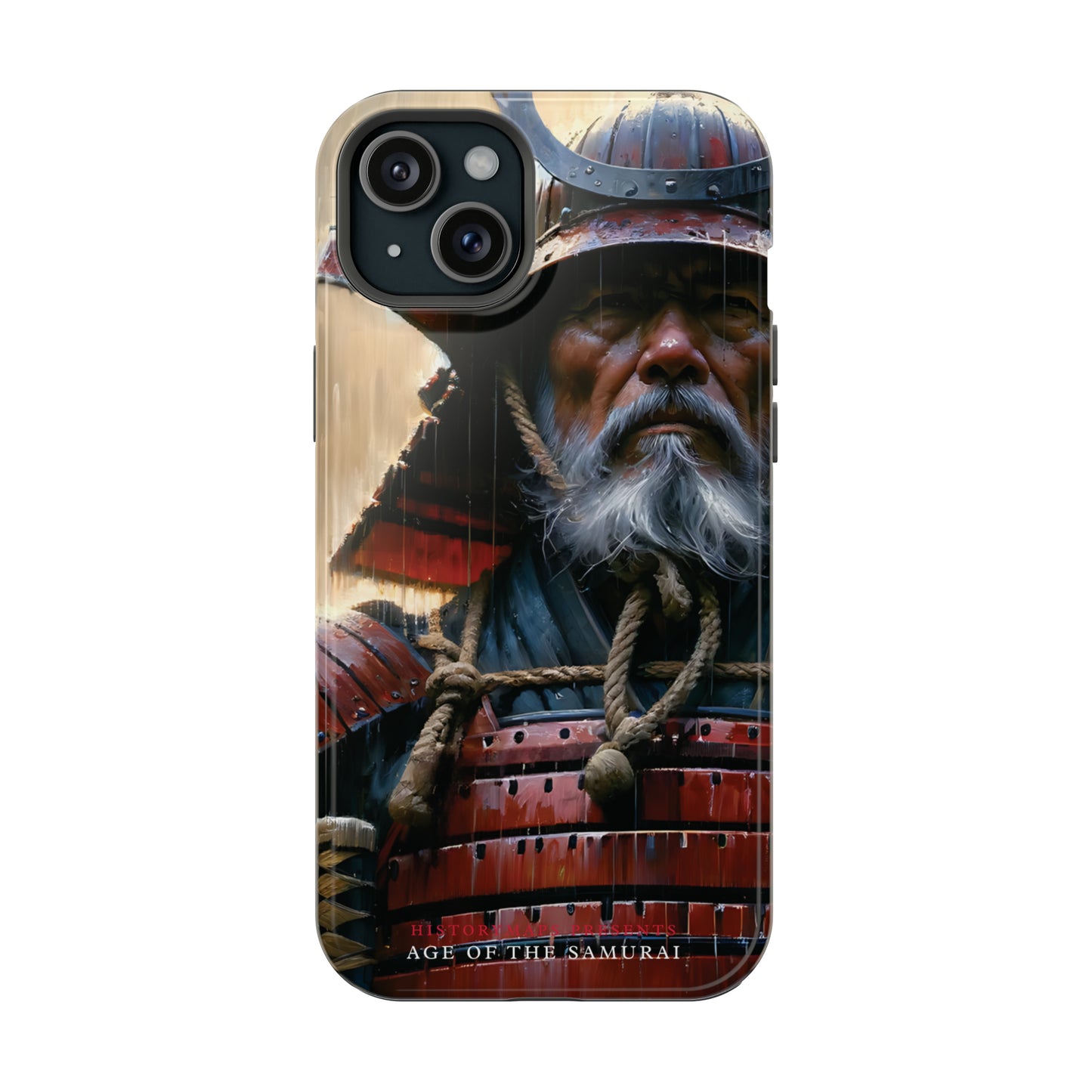 Old Samurai Warrior in Red Armor in the Rain MagSafe Tough Mobile Phone Cases