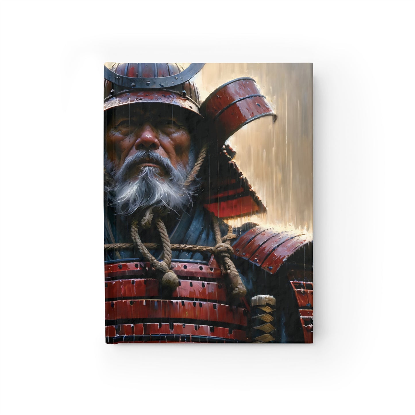 Old Samurai Warrior in Red Armor in the Rain 2024 Writing Journal - Blank