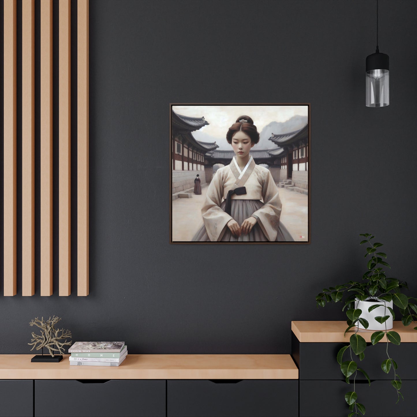 Joseon Girl in Hanbok Canvas Wraps, Square Frame