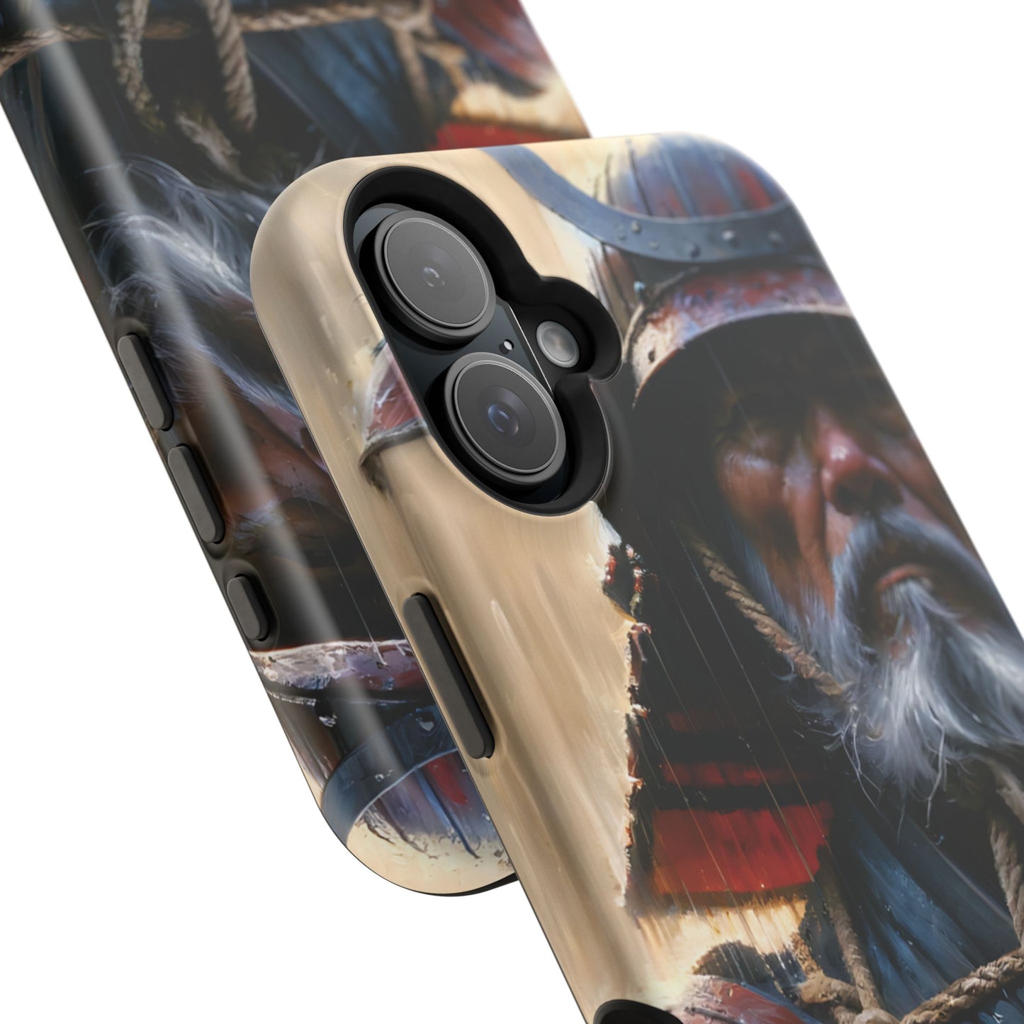 Old Samurai Warrior in Red Armor in the Rain MagSafe Tough Mobile Phone Cases