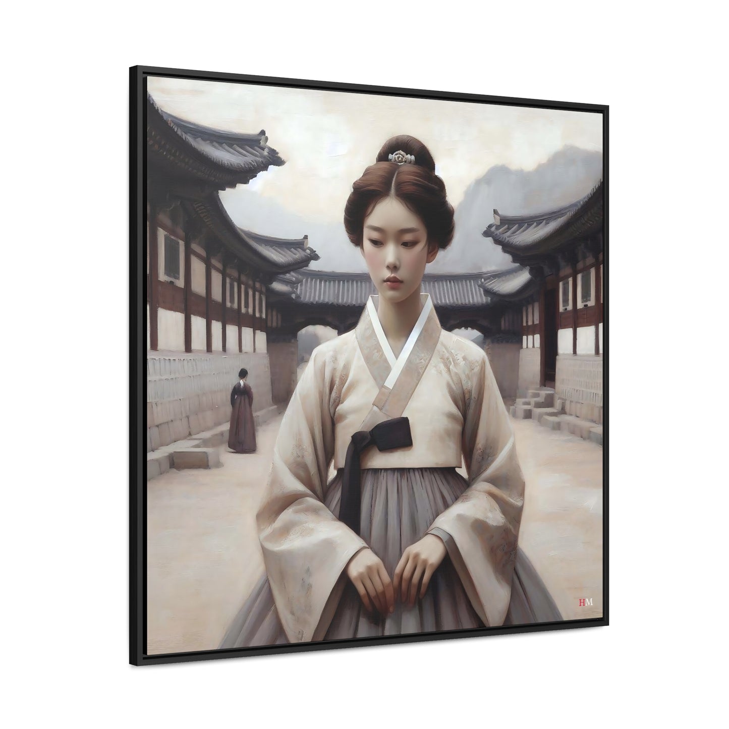 Joseon Girl in Hanbok Canvas Wraps, Square Frame