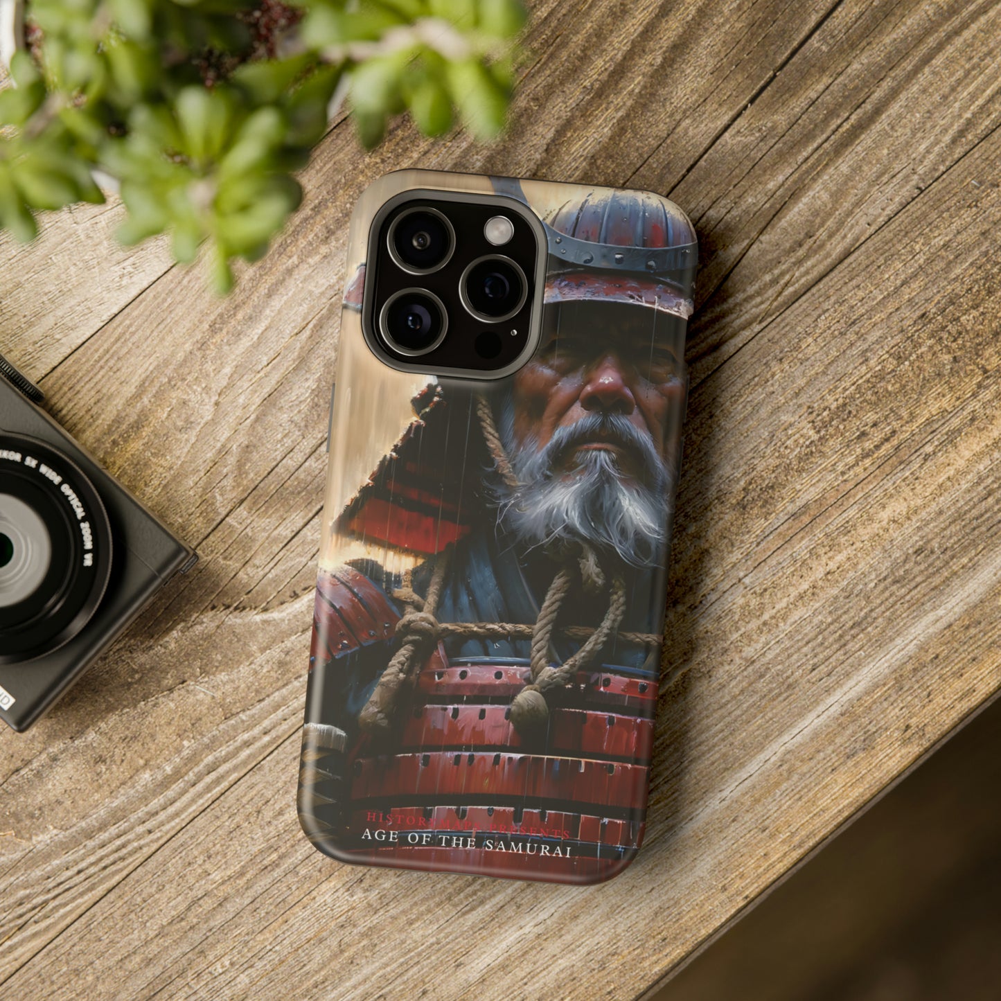 Old Samurai Warrior in Red Armor in the Rain MagSafe Tough Mobile Phone Cases