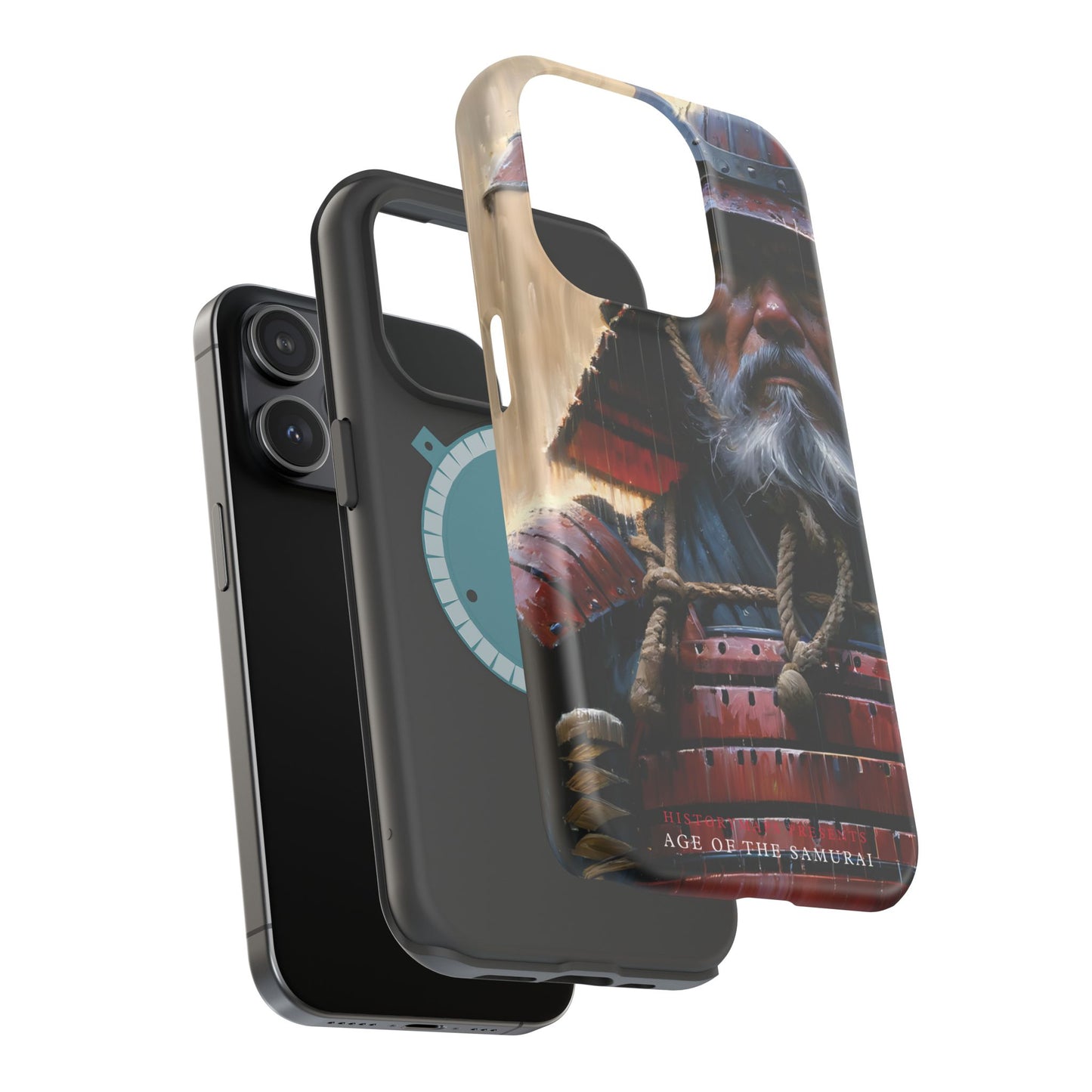 Old Samurai Warrior in Red Armor in the Rain MagSafe Tough Mobile Phone Cases