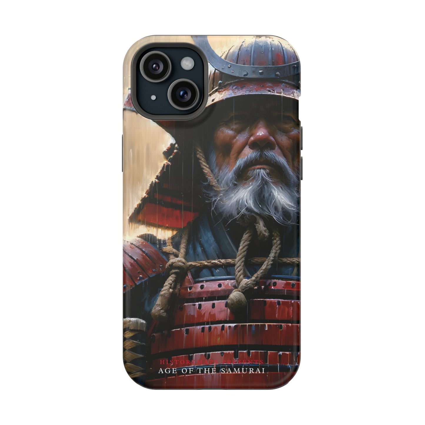 Old Samurai Warrior in Red Armor in the Rain MagSafe Tough Mobile Phone Cases