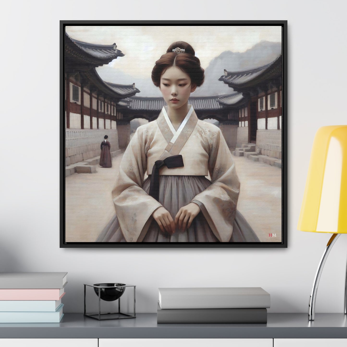 Joseon Girl in Hanbok Canvas Wraps, Square Frame