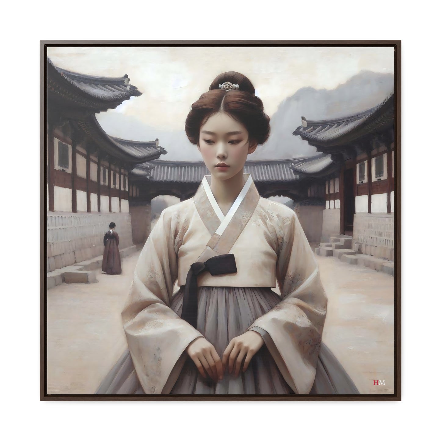 Joseon Girl in Hanbok Canvas Wraps, Square Frame