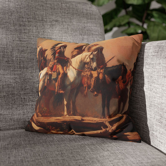 Warriors of the Plains Spun Polyester Square Pillowcase