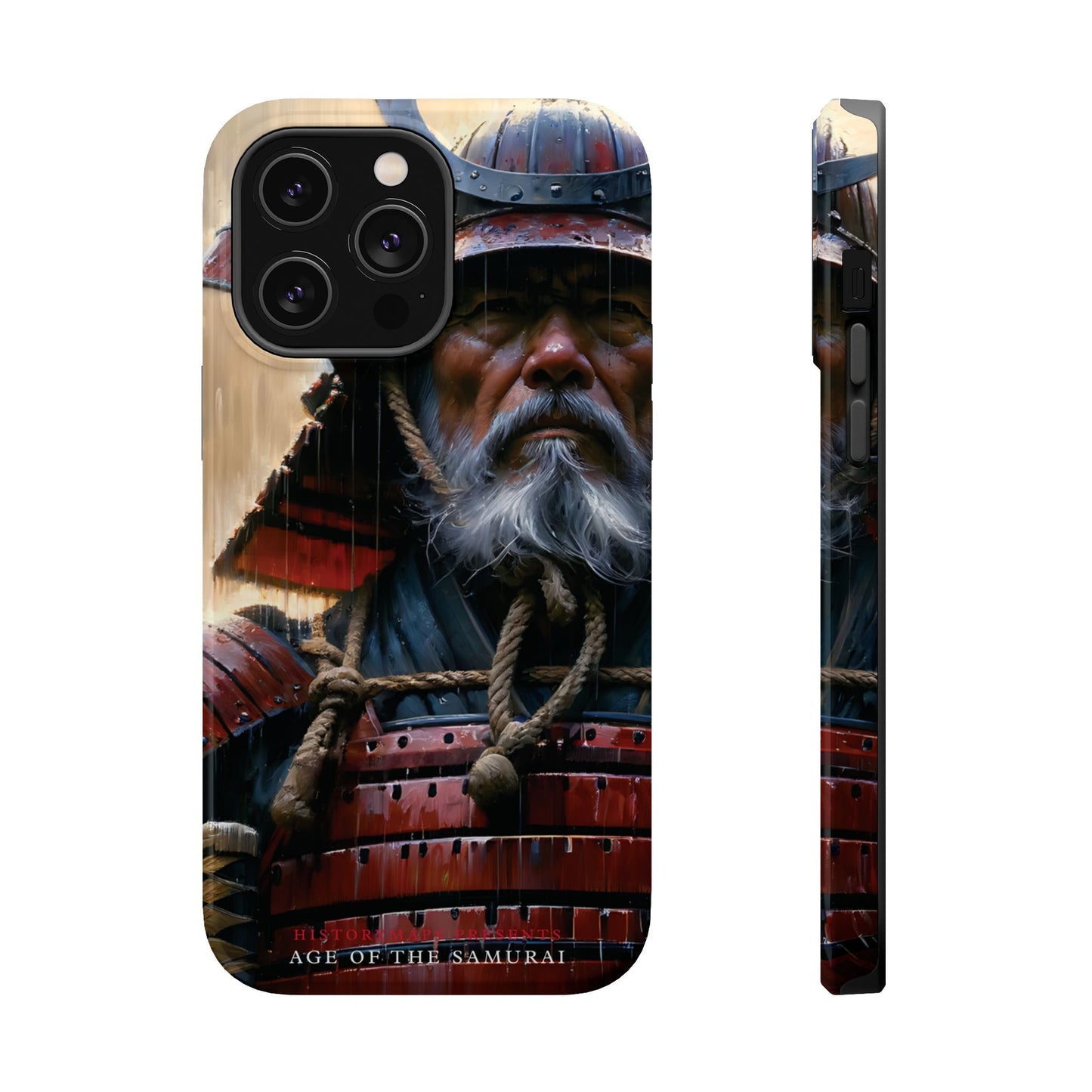 Old Samurai Warrior in Red Armor in the Rain MagSafe Tough Mobile Phone Cases