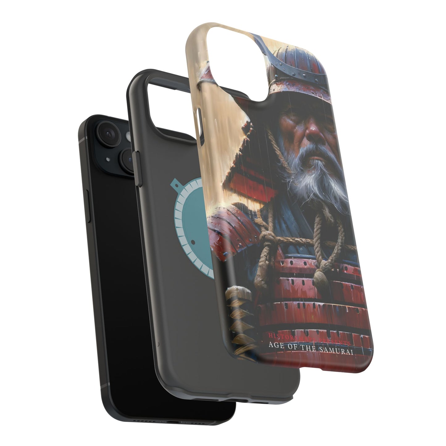 Old Samurai Warrior in Red Armor in the Rain MagSafe Tough Mobile Phone Cases