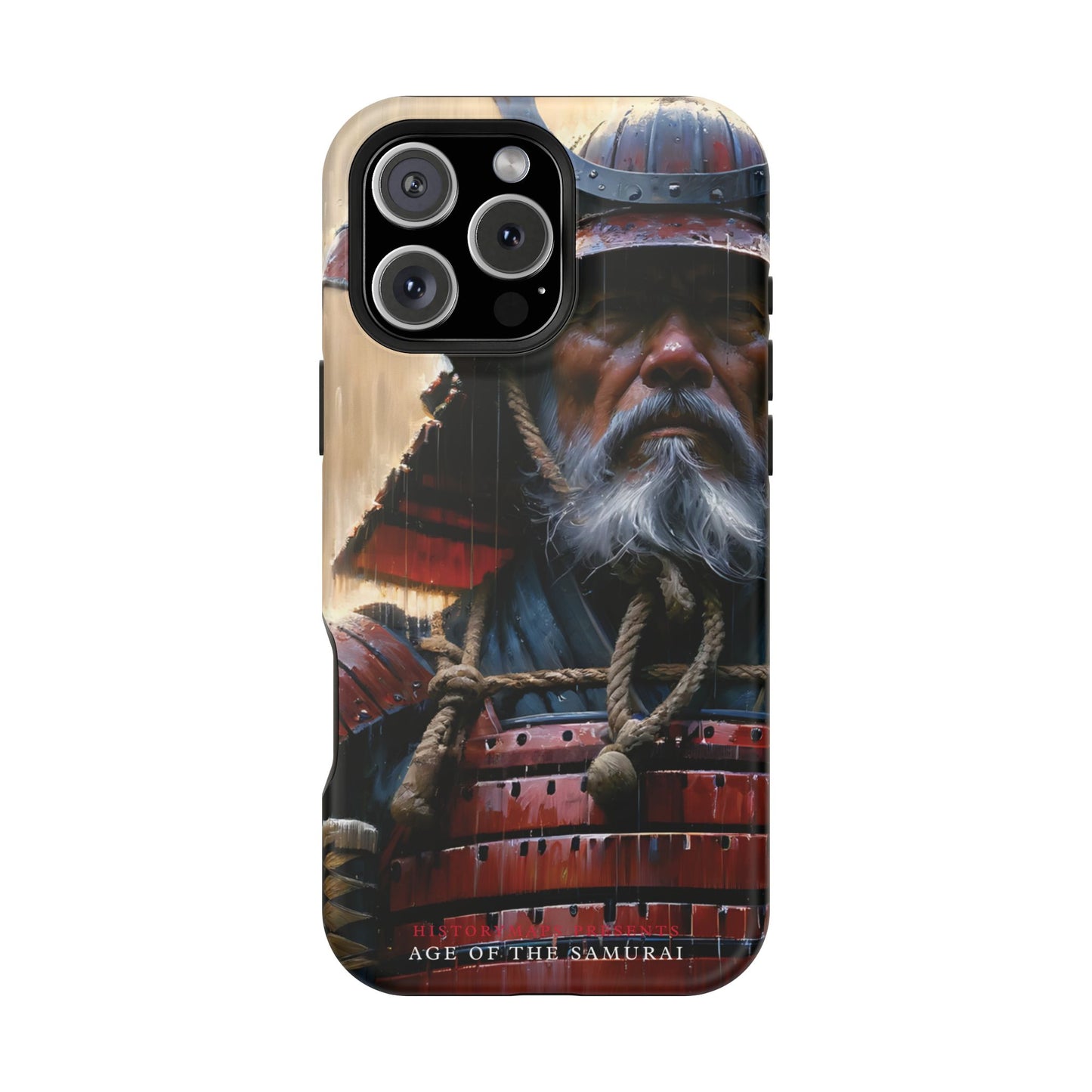 Old Samurai Warrior in Red Armor in the Rain MagSafe Tough Mobile Phone Cases