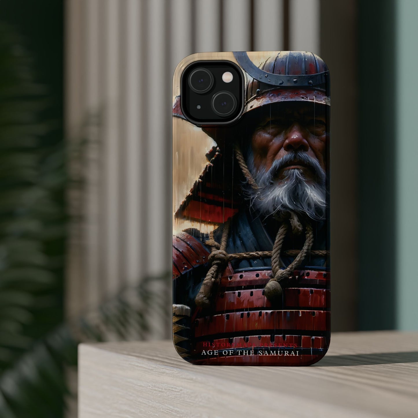 Old Samurai Warrior in Red Armor in the Rain MagSafe Tough Mobile Phone Cases