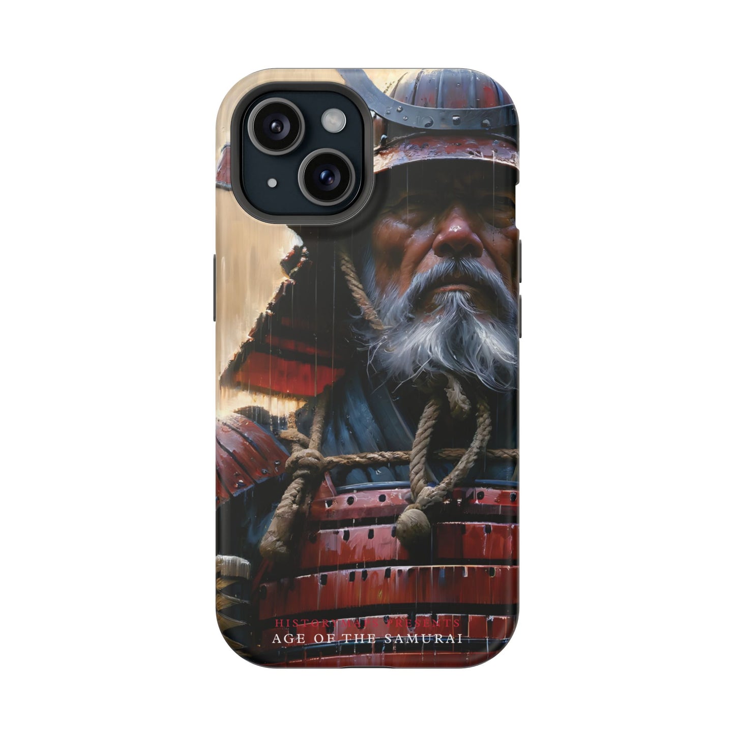 Old Samurai Warrior in Red Armor in the Rain MagSafe Tough Mobile Phone Cases