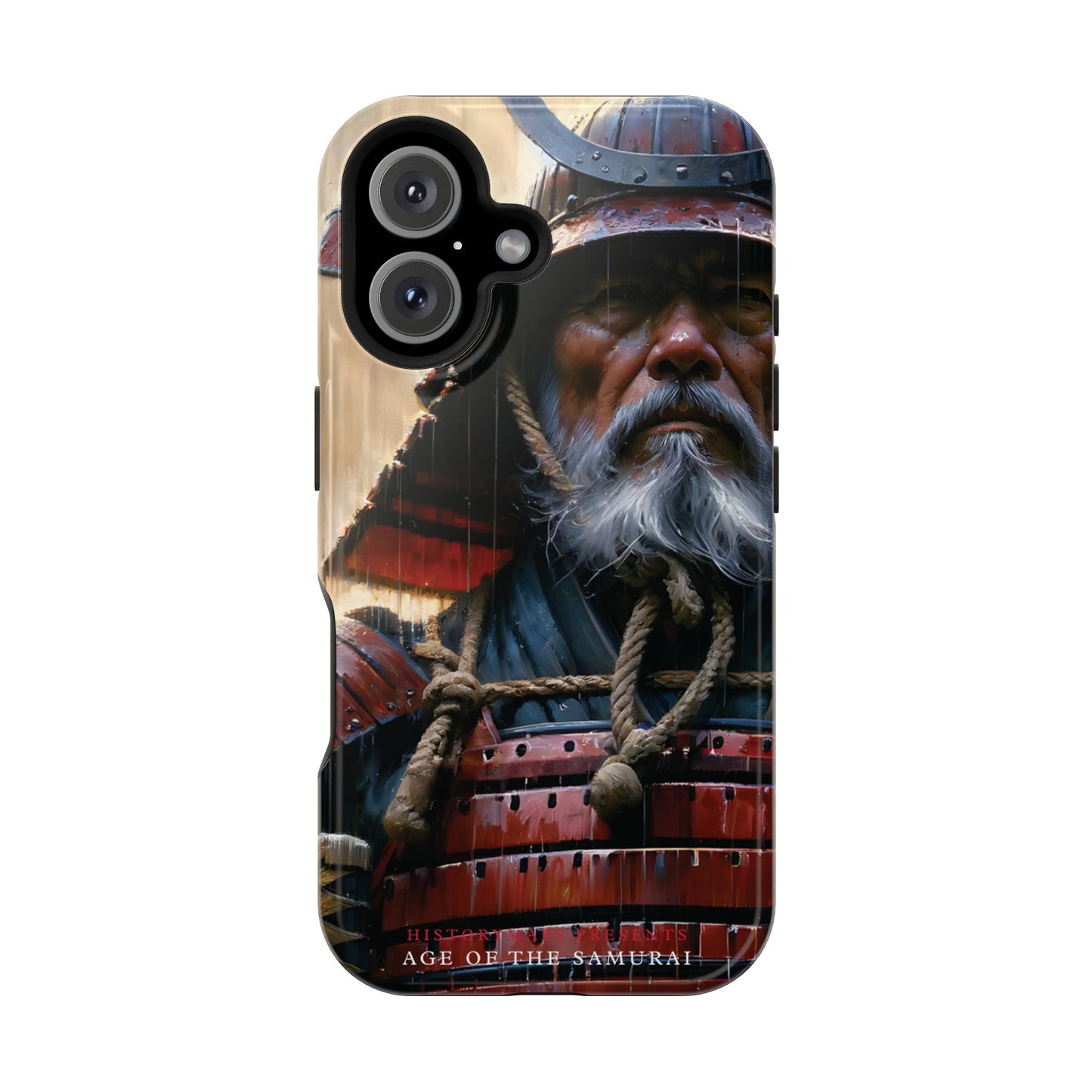 Old Samurai Warrior in Red Armor in the Rain MagSafe Tough Mobile Phone Cases