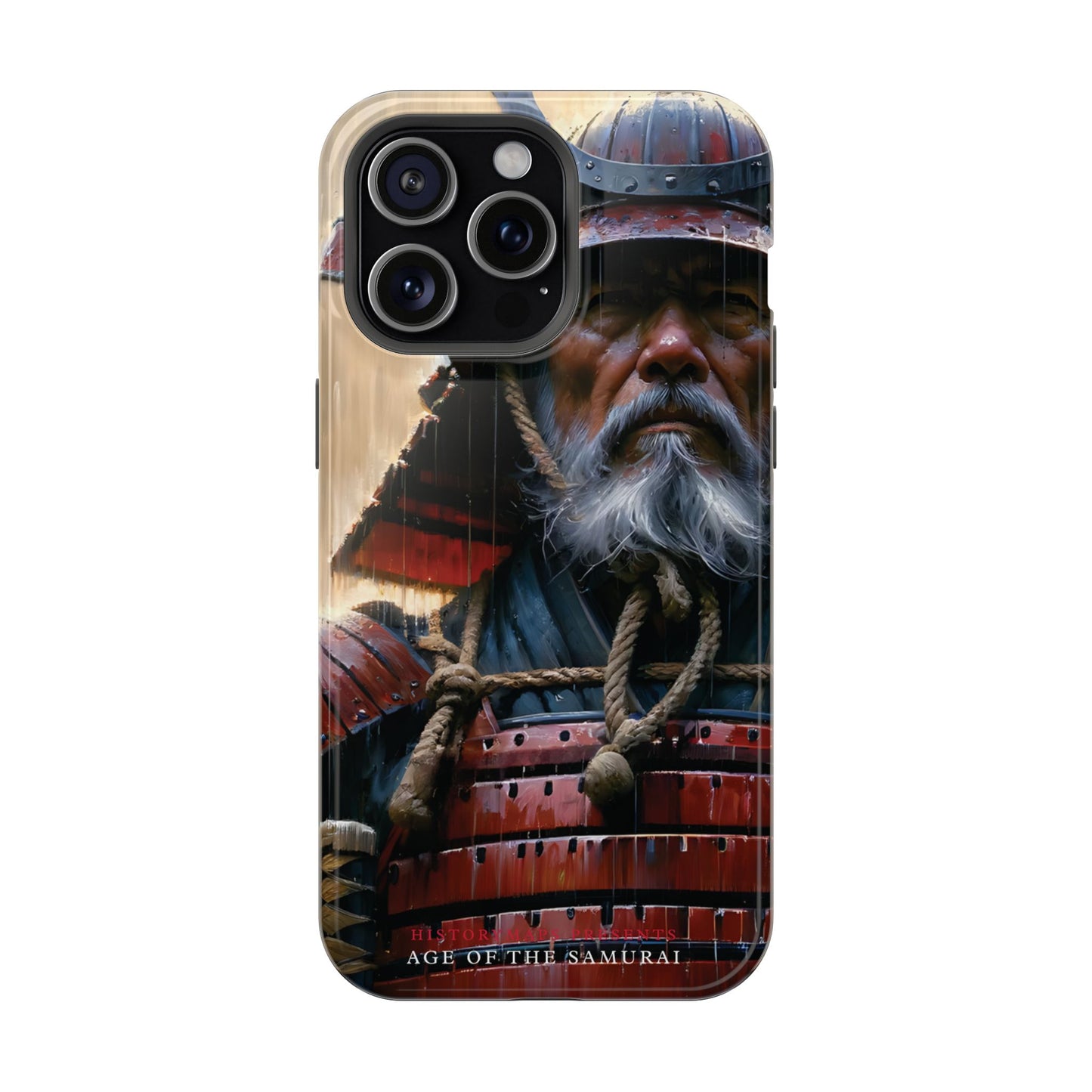 Old Samurai Warrior in Red Armor in the Rain MagSafe Tough Mobile Phone Cases