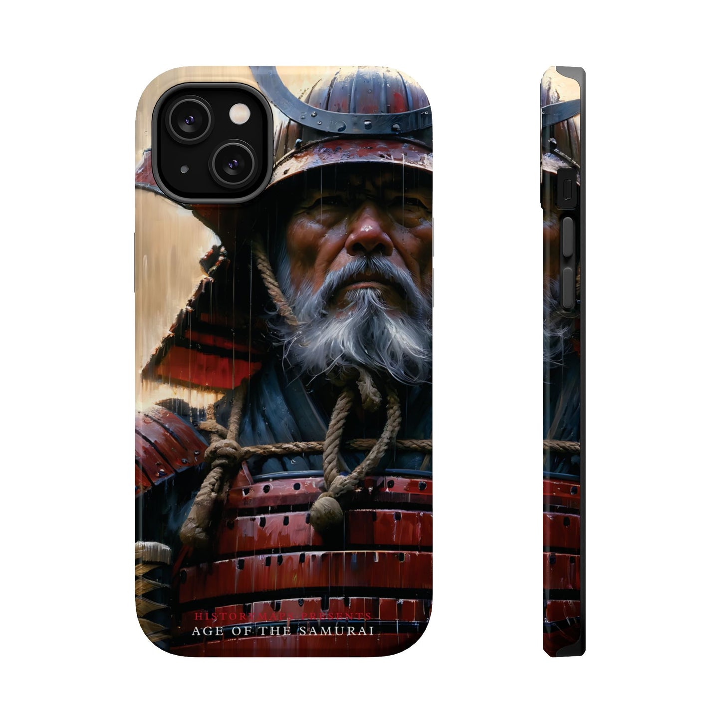 Old Samurai Warrior in Red Armor in the Rain MagSafe Tough Mobile Phone Cases