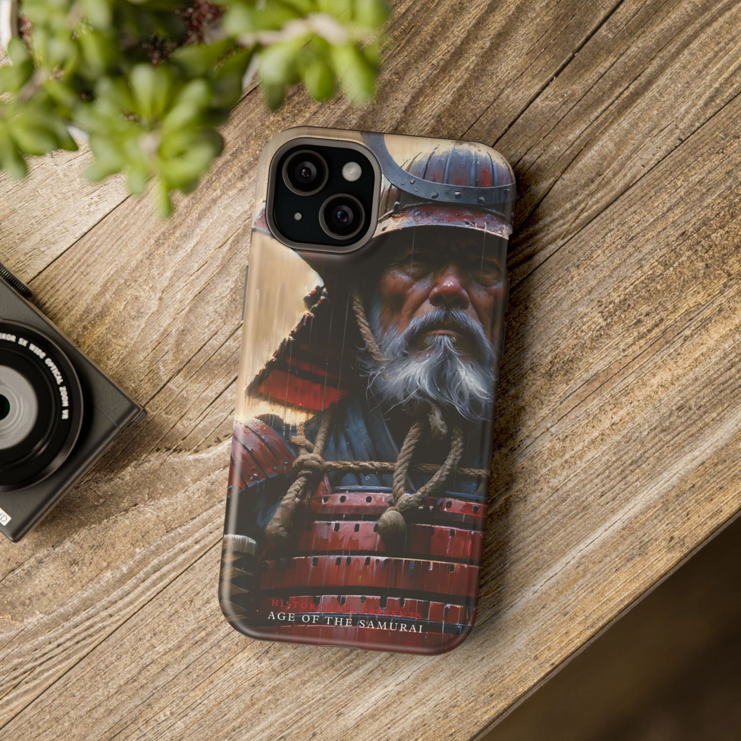 Old Samurai Warrior in Red Armor in the Rain MagSafe Tough Mobile Phone Cases