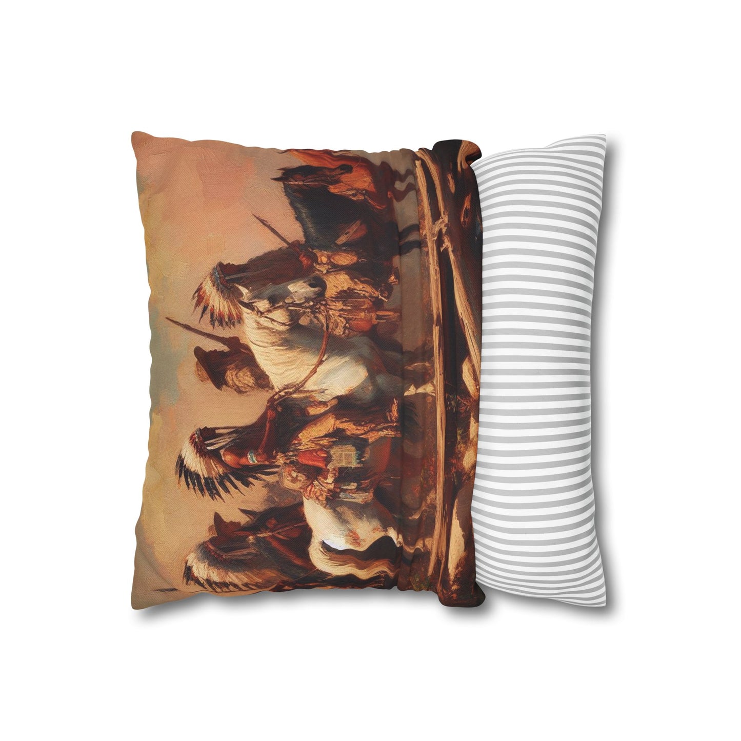 Warriors of the Plains Spun Polyester Square Pillowcase