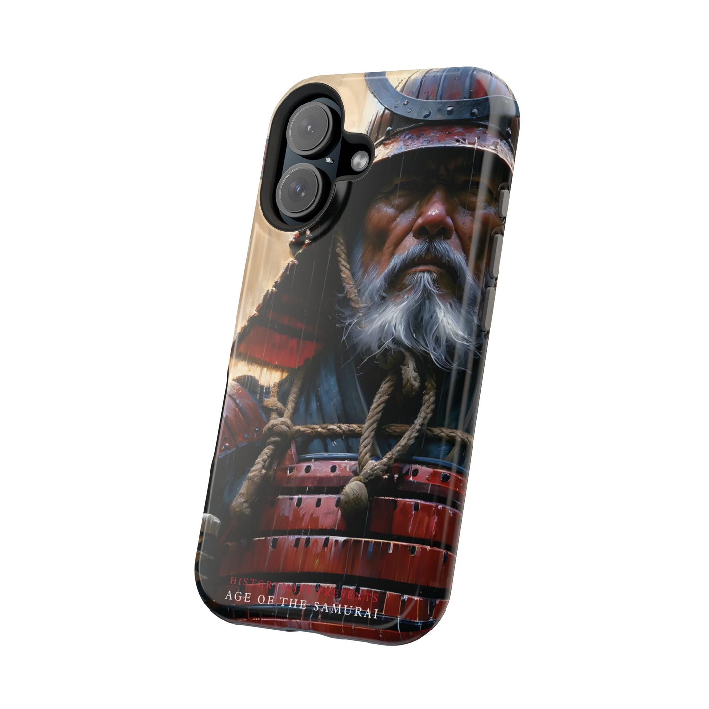 Old Samurai Warrior in Red Armor in the Rain MagSafe Tough Mobile Phone Cases