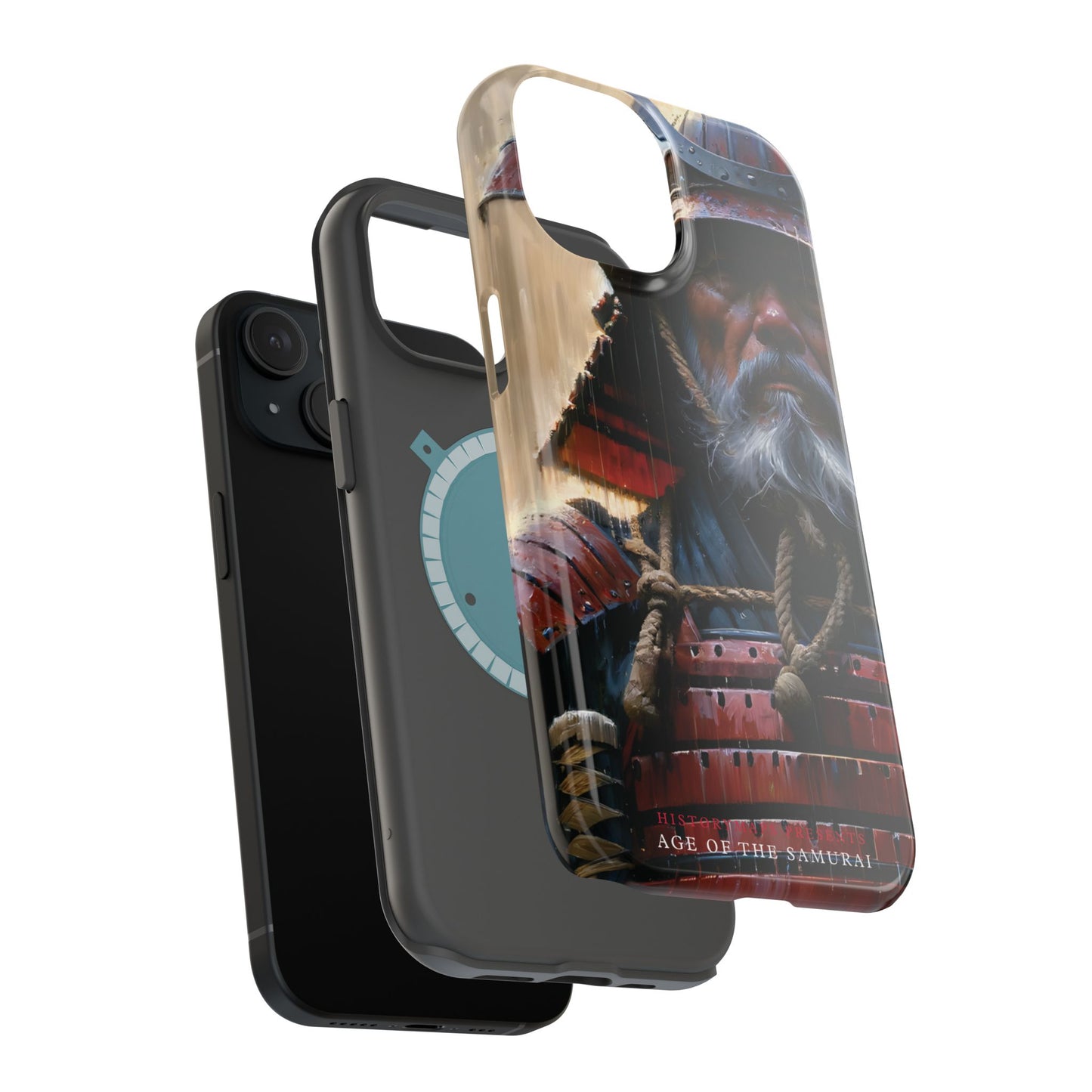 Old Samurai Warrior in Red Armor in the Rain MagSafe Tough Mobile Phone Cases