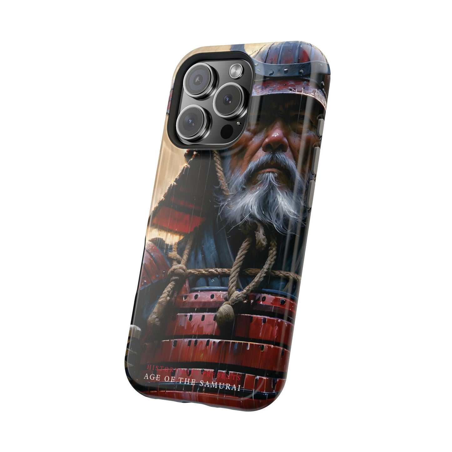 Old Samurai Warrior in Red Armor in the Rain MagSafe Tough Mobile Phone Cases