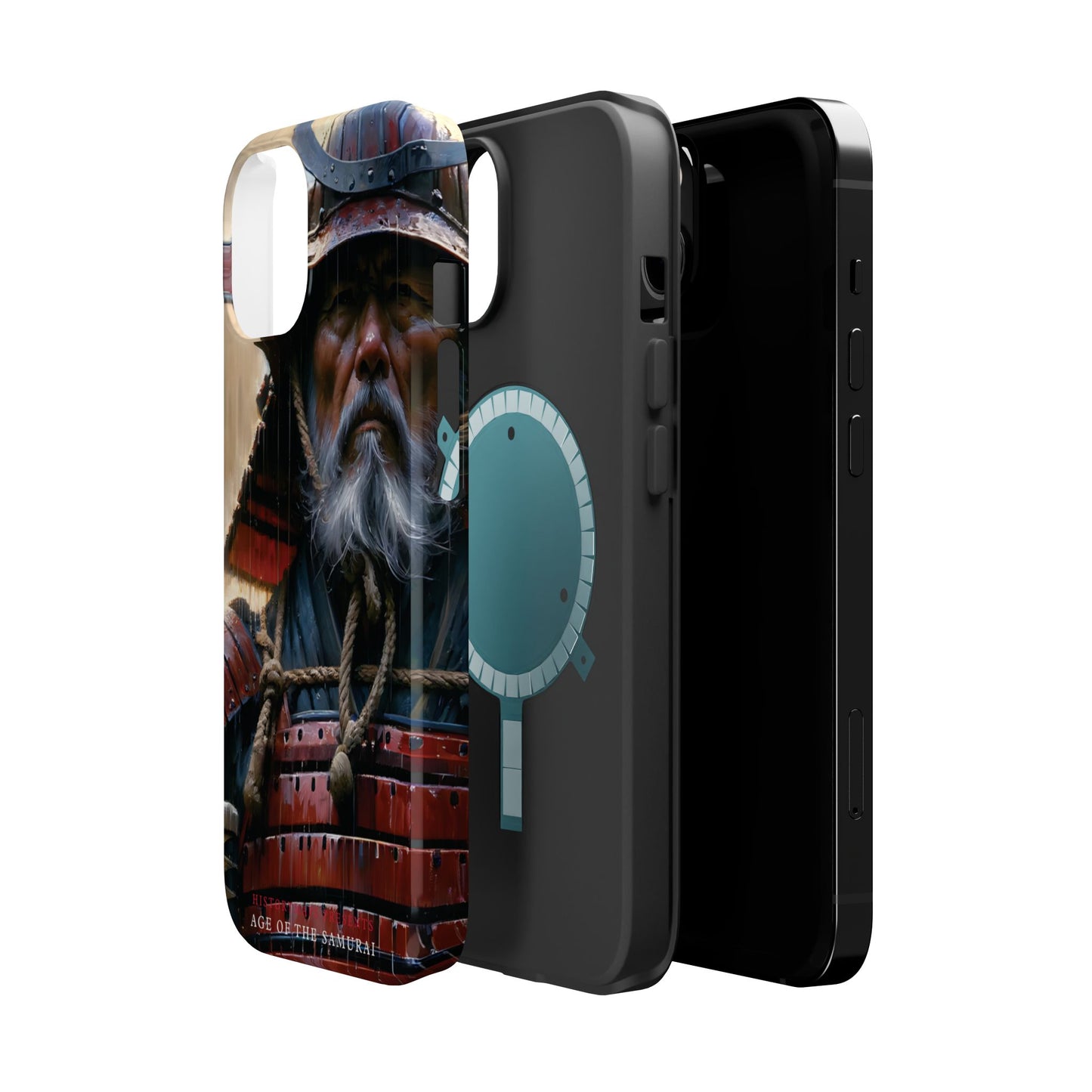 Old Samurai Warrior in Red Armor in the Rain MagSafe Tough Mobile Phone Cases