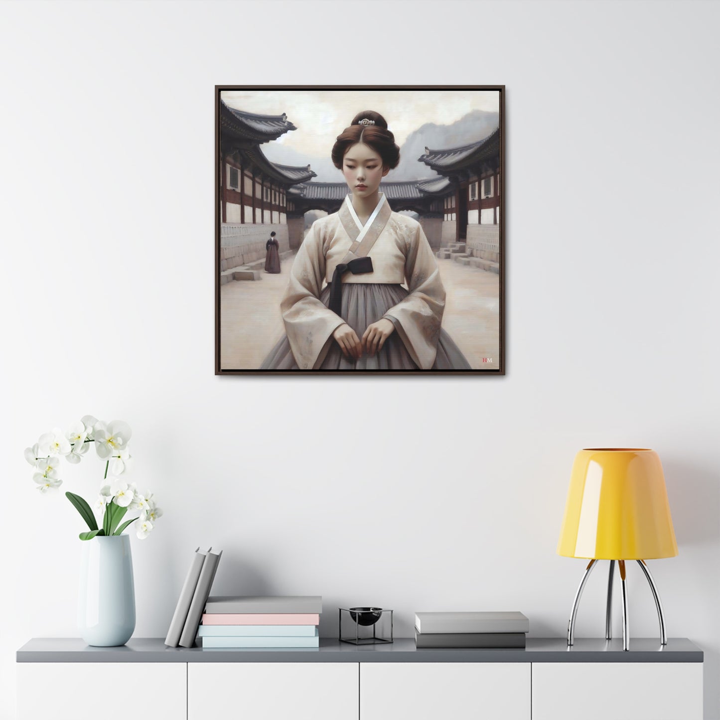 Joseon Girl in Hanbok Canvas Wraps, Square Frame