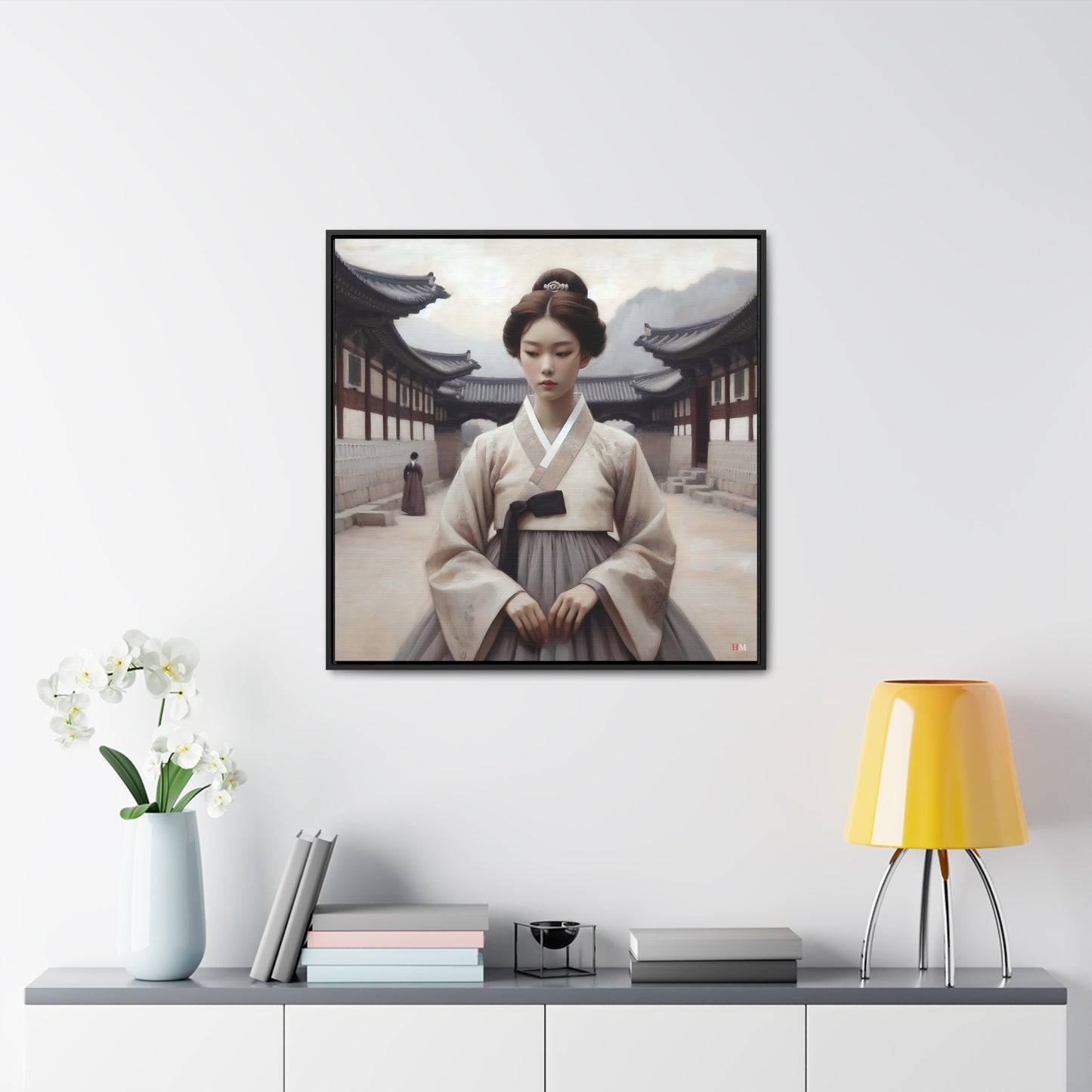 Joseon Girl in Hanbok Canvas Wraps, Square Frame