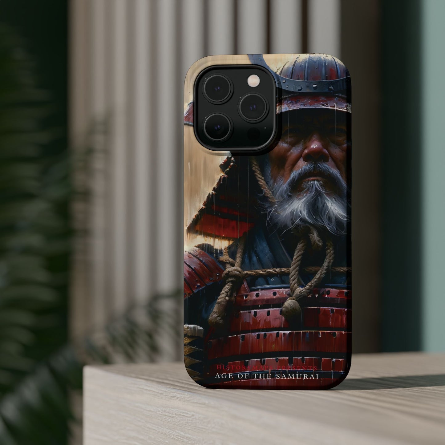 Old Samurai Warrior in Red Armor in the Rain MagSafe Tough Mobile Phone Cases