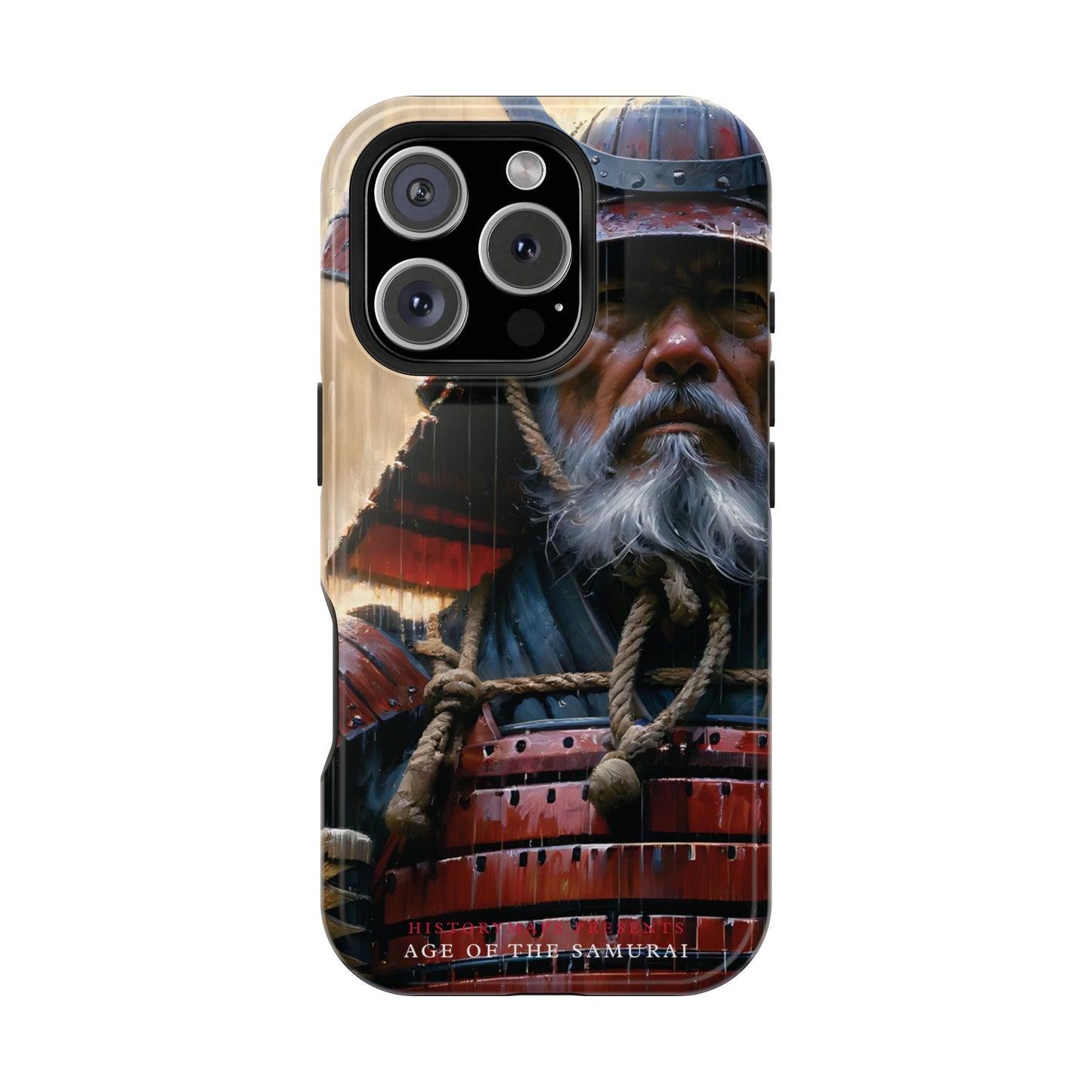 Old Samurai Warrior in Red Armor in the Rain MagSafe Tough Mobile Phone Cases