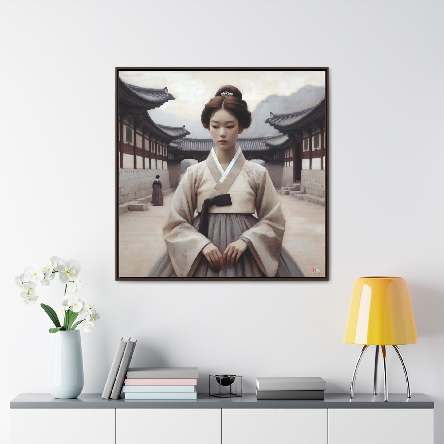 Joseon Girl in Hanbok Canvas Wraps, Square Frame