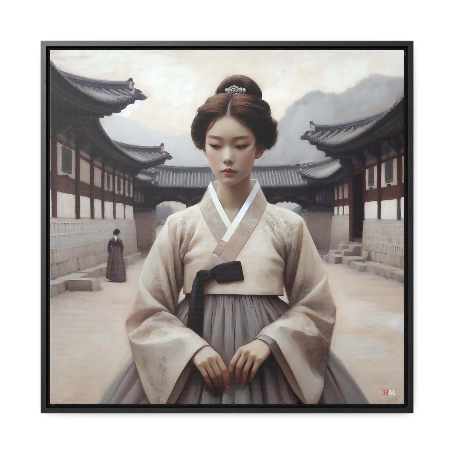 Joseon Girl in Hanbok Canvas Wraps, Square Frame