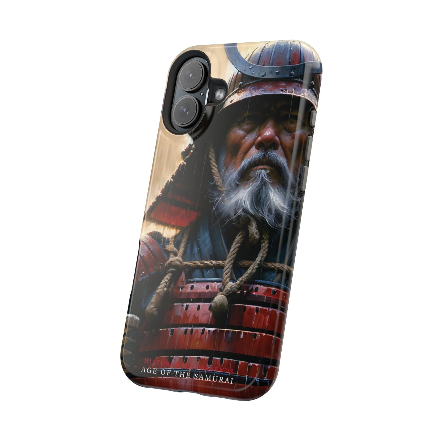 Old Samurai Warrior in Red Armor in the Rain MagSafe Tough Mobile Phone Cases