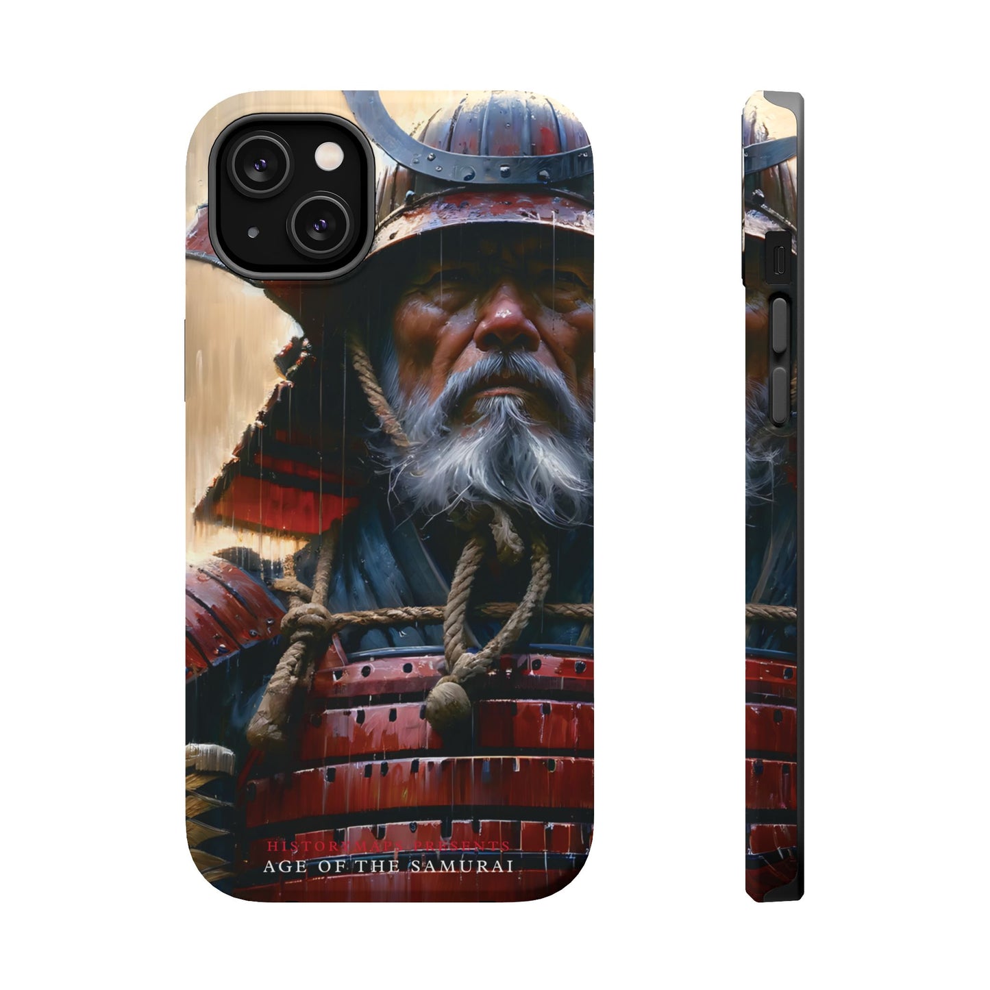 Old Samurai Warrior in Red Armor in the Rain MagSafe Tough Mobile Phone Cases