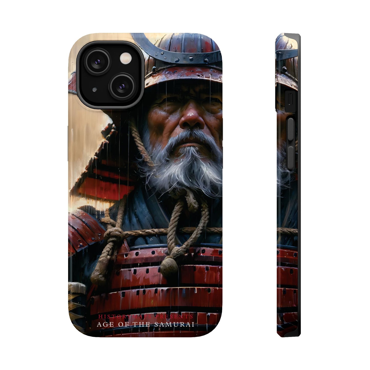 Old Samurai Warrior in Red Armor in the Rain MagSafe Tough Mobile Phone Cases