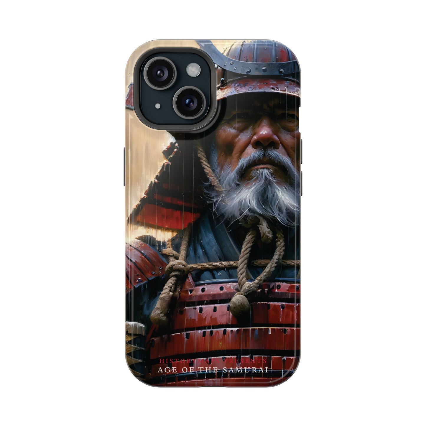 Old Samurai Warrior in Red Armor in the Rain MagSafe Tough Mobile Phone Cases