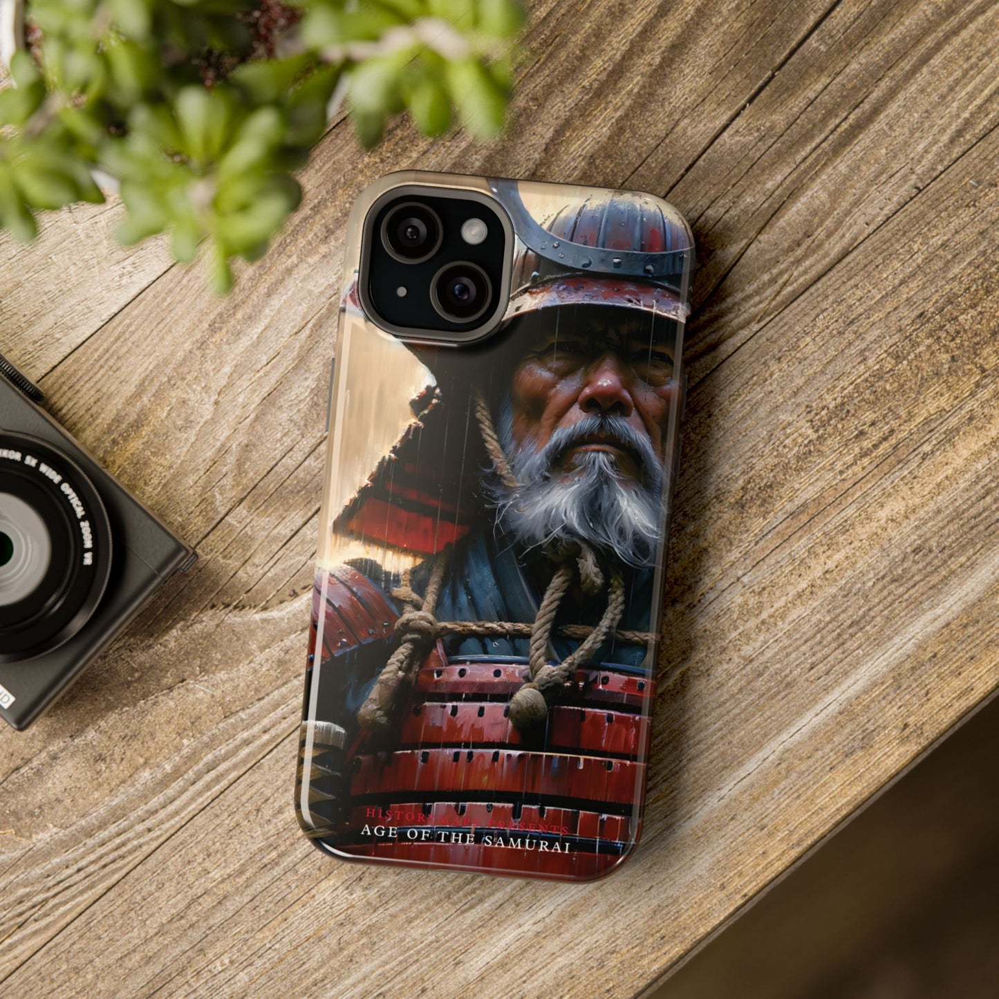 Old Samurai Warrior in Red Armor in the Rain MagSafe Tough Mobile Phone Cases