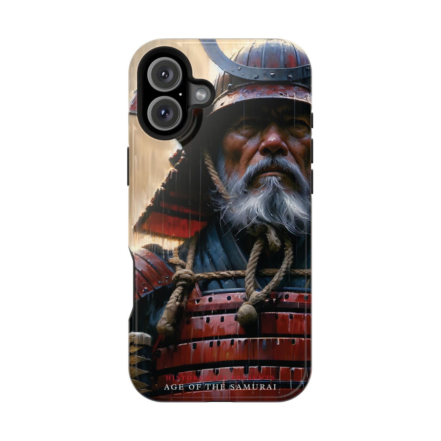 Old Samurai Warrior in Red Armor in the Rain MagSafe Tough Mobile Phone Cases