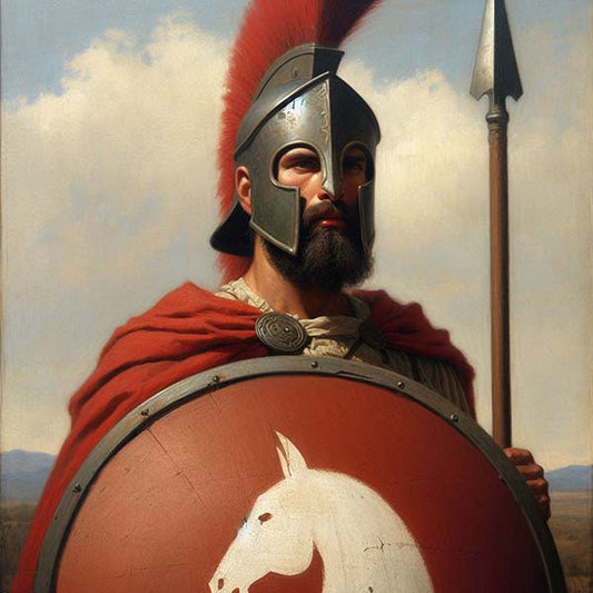 Digital Artwork of a Greek Hoplite in Battle Gear